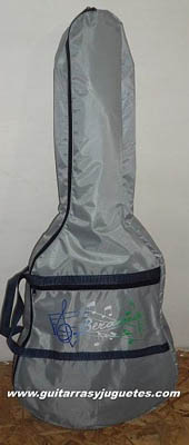 funda economica color gris con notas para guitarra